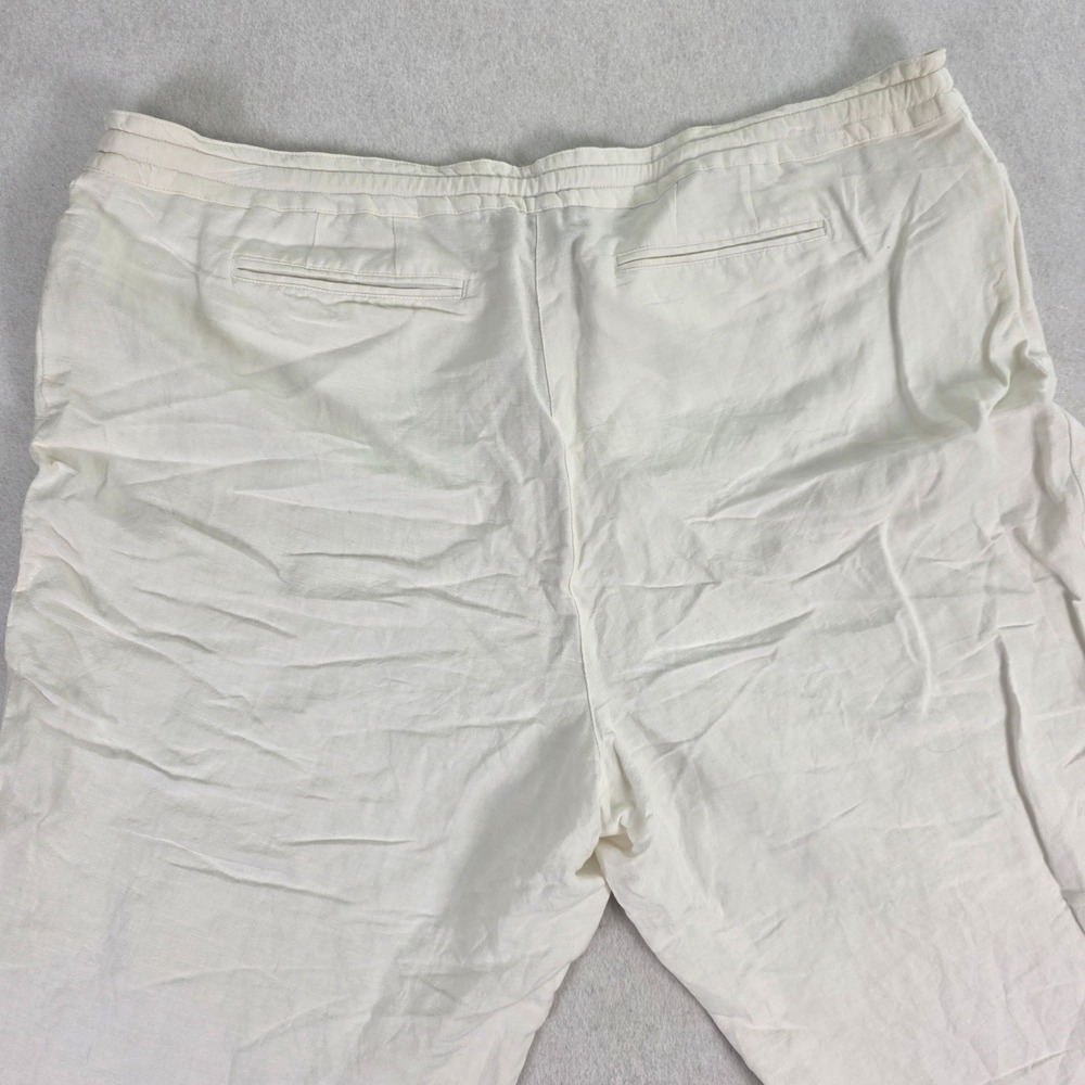 Lane Bryant Women 18 Crop Pants Ivory Excellent Linen Blend Drawstring Casual - Picture 4 of 10